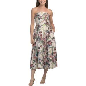 AIDAN MATTOX Strapless Floral Cocktail Dress